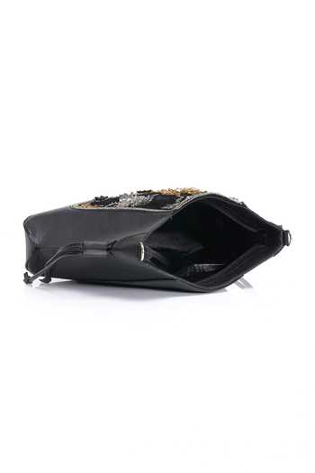 Buy_APT FOREVER_Black Velvet Sting Cross Body Bag _Online_at_Aza_Fashions