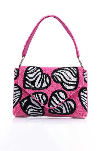 APT FOREVER Zebra Heart Clutch 