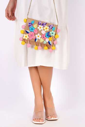 APT FOREVER Pink Flowery Fun Clutch Bag at Aza Fashions APT FOREVER_Pink Flowery Fun Clutch Bag _at_Aza_Fashions