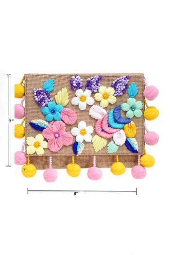 Shop APT FOREVER Pink Flowery Fun Clutch Bag Shop_APT FOREVER_Pink Flowery Fun Clutch Bag
