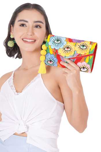 APT FOREVER Flowery Eyes Clutch Bag 