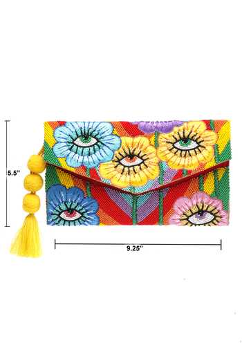 APT FOREVER_Pink Flowery Eyes Clutch Bag _at_Aza_Fashions