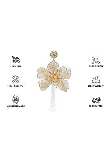 APT FOREVER White Flora Fleur Handcrafted Earrings Online at Aza Fashions APT FOREVER_White Flora Fleur Handcrafted Earrings _Online_at_Aza_Fashions