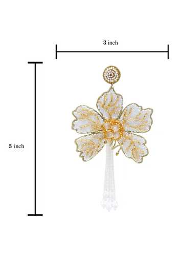 Buy APT FOREVER White Flora Fleur Handcrafted Earrings Online at Aza Fashions Buy_APT FOREVER_White Flora Fleur Handcrafted Earrings _Online_at_Aza_Fashions
