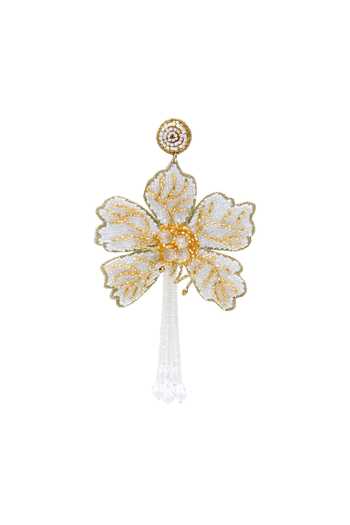 Shop APT FOREVER White Flora Fleur Handcrafted Earrings Online at Aza Fashions Shop_APT FOREVER_White Flora Fleur Handcrafted Earrings _Online_at_Aza_Fashions