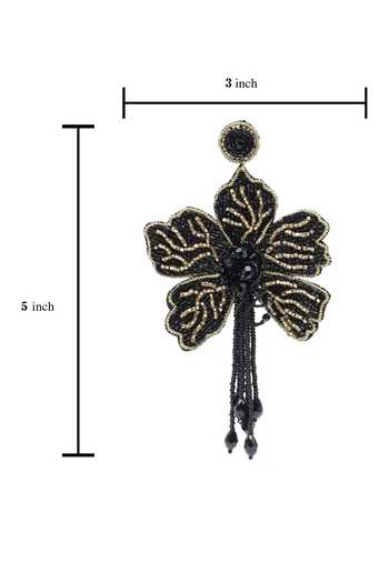 Buy APT FOREVER Black Flora Fleur Embroidered Earrings Online at Aza Fashions Buy_APT FOREVER_Black Flora Fleur Embroidered Earrings _Online_at_Aza_Fashions