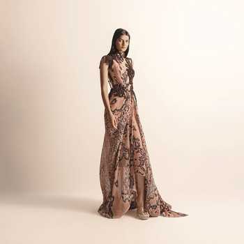 Abhishek Sharma Reef Printed Textured Asymmetrical Draped Dress 