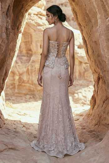 Ruceru Silk & Lace Top & Skirt Set 