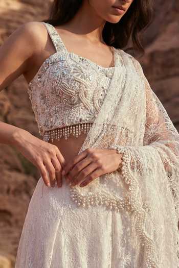 Buy Ruceru Ivory Silk Satin, Lace Sweetheart Neck Work Blouse And Draped Pant Set Online at Aza Fashions Buy_Ruceru_Ivory Silk Satin, Lace Sweetheart Neck Work Blouse And Draped Pant Set _Online_at_Aza_Fashions