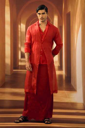 Vivek Karunakaran Jasmine Cutwork Embroidered Veshti 