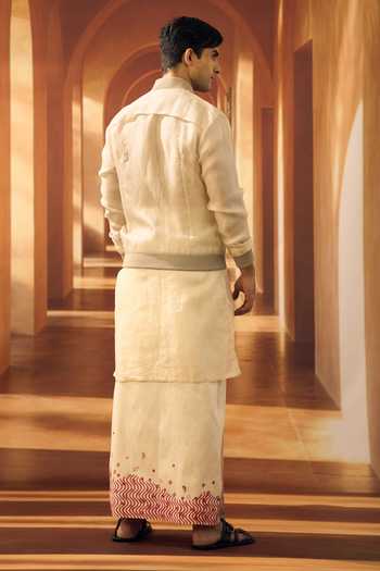 Vivek Karunakaran Up Down Hem Tussar Kurta 