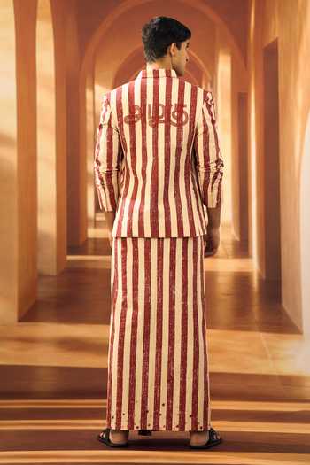 Vivek Karunakaran Temple Stripe Double Breasted Blazer 