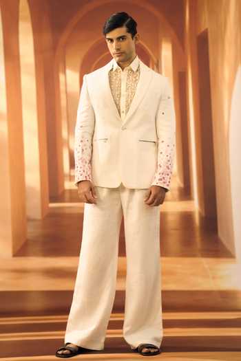 Vivek Karunakaran Script Scatter Jacket With Korean Pant 
