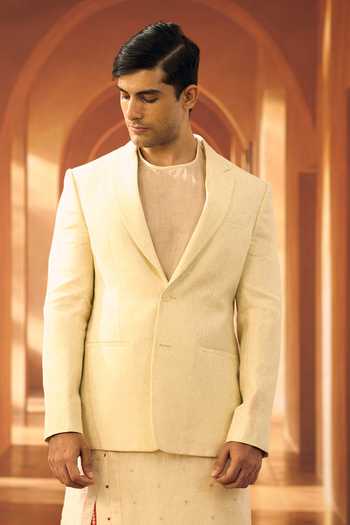Vivek Karunakaran Linen Silk Foil Ceremonial Blazer 
