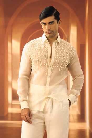 Vivek Karunakaran Jasmine Strands Cloud Dancer Shirt 