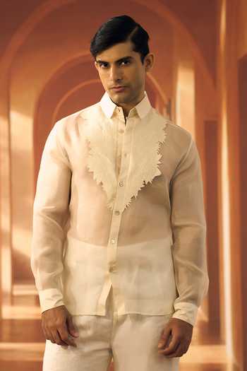 Vivek Karunakaran Jasmine Embroidered Bib Yoke Shirt 