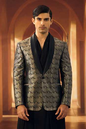 Vivek Karunakaran Graphite & Frost  Kanjeevaram Tuxedo 