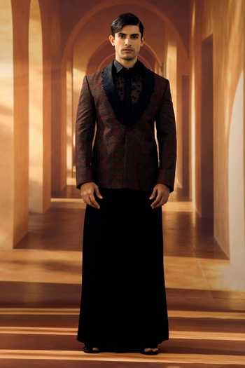 Vivek Karunakaran Black Silk Checkered Blazer Online at Aza Fashions Vivek Karunakaran_Black Silk Checkered Blazer _Online_at_Aza_Fashions