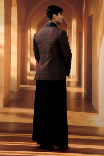 Vivek Karunakaran Black Checkered Blazer 