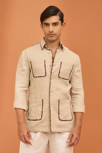 Vivek Karunakaran Mocha Tipped Classic Shacket