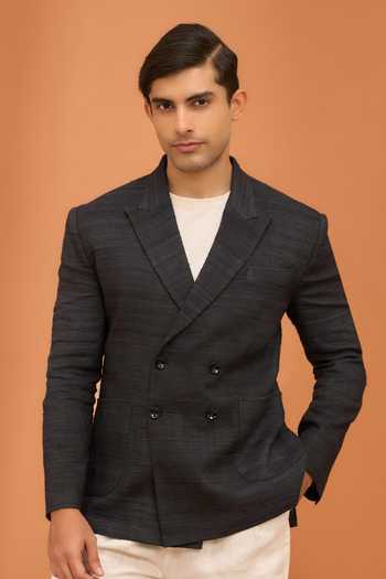Vivek Karunakaran Charcoal Double Breasted Jacket 