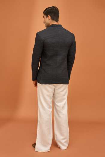Vivek Karunakaran Charcoal Double Breasted Jacket 