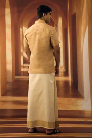 Vivek Karunakaran Biscuit Raw Silk Shirt 