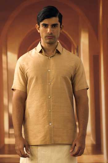 Vivek Karunakaran Biscuit Raw Silk Shirt 