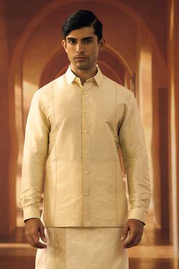 Vivek Karunakaran Raw Silk Muhurtham Shirt 