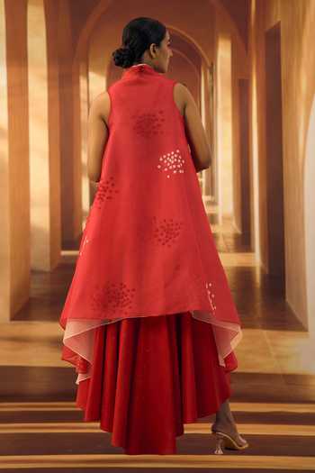 Vivek Karunakaran Flower Applique Work Jacket With Dress 