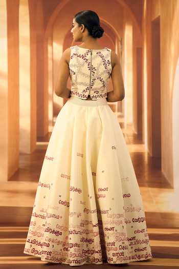 Vivek Karunakaran Raw Silk Embroidered Lehenga 