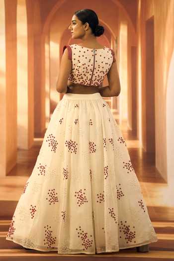 Vivek Karunakaran Flower Applique Work Lehenga 