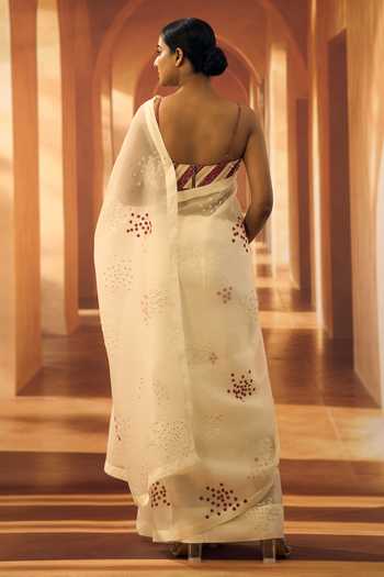 Vivek Karunakaran Flower Applique Embroidered Saree 