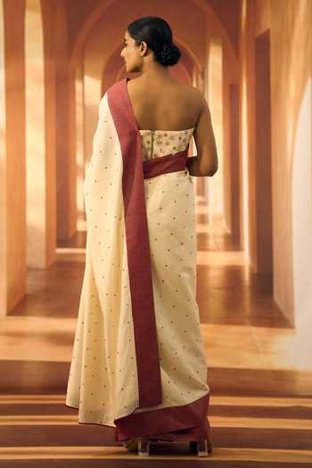 Shop Vivek Karunakaran Cream Silk Malli Mozhi Print Saree at Aza Fashions Shop_Vivek Karunakaran_Cream Silk Malli Mozhi Print Saree _at_Aza_Fashions