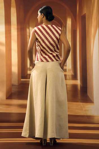 Vivek Karunakaran Stripe Pattern Cotton Waistcoat 