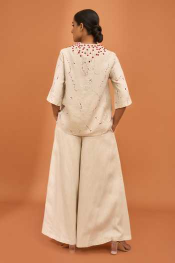 Vivek Karunakaran Linen Splatter Paint Shirt & Palazzo Set 