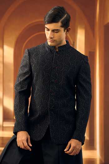 Vivek Karunakaran Paisley Work Ceremonial Bandhgala 