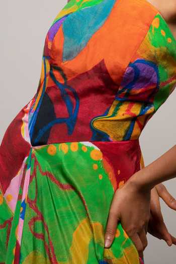 Buy_Advait_Multi Color Crepe Halter Neck Sorel Evening Printed Dress _Online_at_Aza_Fashions