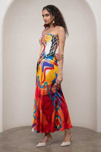 Advait Ruel Abstract Print Corset & Skirt Set 