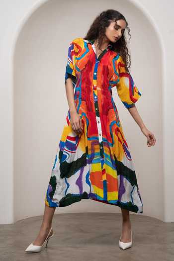 Shop_Advait_Multi Color Crepe Collared Neck Ruel Kimono Dress _Online_at_Aza_Fashions
