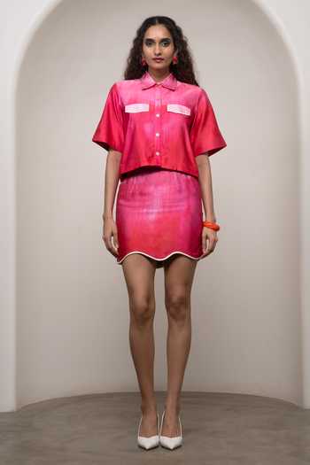 Advait Lila Cropped Shirt & Skirt Set 