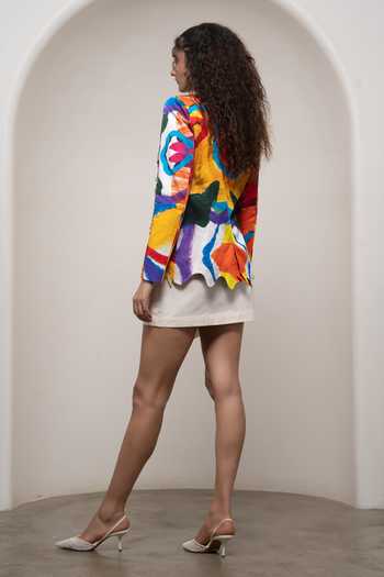 Advait Ruel Wavy Print Blazer & Skirt Set 
