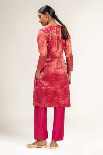 KAJAL AGRAWAL Handwoven Striped Chanderi Silk Kurta Set 