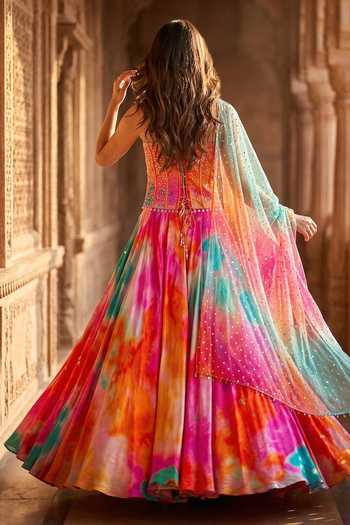 Basanti Kapde aur Koffee Sequined Work Blouse Lehenga Set 