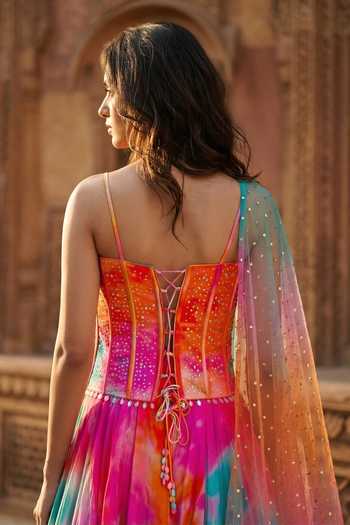 Basanti Kapde aur Koffee Multi Color Crepe Sequins, Stones, Mirrors Sweetheart Work Blouse Lehenga Set Online at Aza Fashions Basanti Kapde aur Koffee_Multi Color Crepe Sequins, Stones, Mirrors Sweetheart Work Blouse Lehenga Set _Online_at_Aza_Fashions