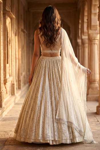 Basanti Kapde aur Koffee Sequins Work Lehenga Set 