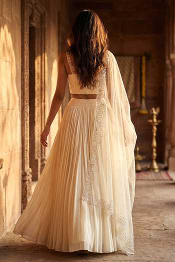 Basanti Kapde aur Koffee Embroidered Lehenga Set 