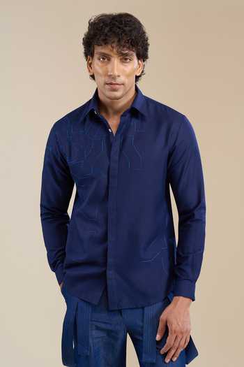 Line Out Line Fragmented Embroidered Shirt 