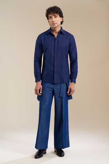 Shop_Line Out Line_Blue Fragmented Embroidered Shirt 