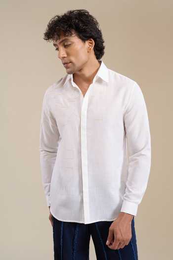 Line Out Line Placement Embroidered Shirt 